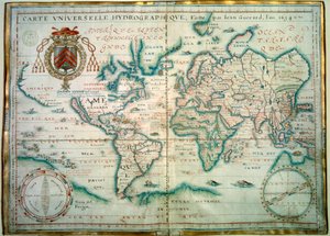 Carte hydrographique universelle. Manuscrit de Jean Guerard, géographe français. 1734. Paris, B.N. - Jean Guerard