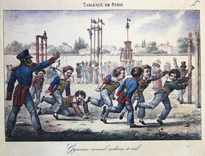 Entraînement au sport et à la gymnastique pour garçons, scène de la série 