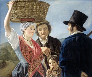 Commérages au marché, 1827