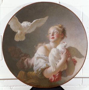 Fille tenant une colombe - Jean Honore Fragonard