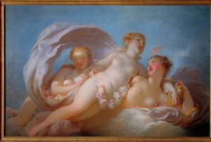 Les trois grâces. Peinture de Jean Honoré Fragonard (1732-1806). 18ème siècle. Musée Fragonard, Grasse