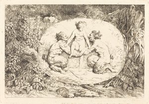 Nymphe soutenue par deux satyres - Jean Honore Fragonard