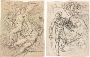 Orphée et Eurydice (recto); Études de figures (verso)