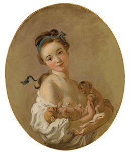 Jeune fille tenant deux chiots, c.1770