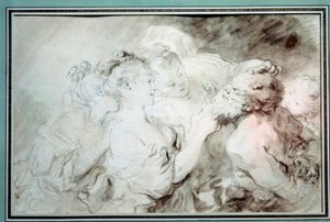 Jeunes filles luttant avec un satyre - Jean Honore Fragonard