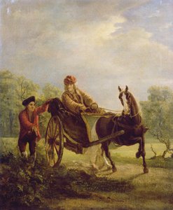 Voltaire (1694-1778) dans un cabriolet à Ferney