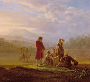 Voltaire conversant avec les paysans à Ferney