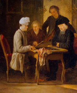 Voltaire à une table d