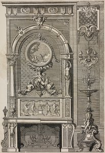 Cheminée, par Jean Berain (1640-1711), gravure de Scotin Aîné de L