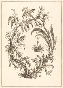 Ornement avec parasol et panier suspendu - Jean Jacques Avril I after Jean Baptiste Pillement