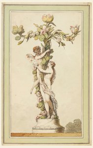 Dessin, chandelier en porcelaine, 1770-80 - Jean Jacques Francois Le Barbier