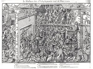Le Massacre de la population protestante par les troupes du Duc de Guise à Wassy-sur-Blaise, 1er mars 1562, gravé par Jacques Tortorel (1568-92) - Jean Jacques Perrissin