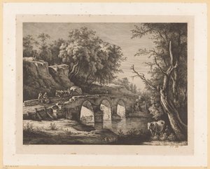 Paysage avec des figures sur un pont de pierre - Jean Jacques de Boissieu