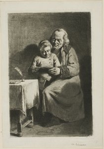 Vieil homme avec un garçon lisant - Jean Jacques de Boissieu