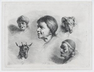Étude de cinq têtes