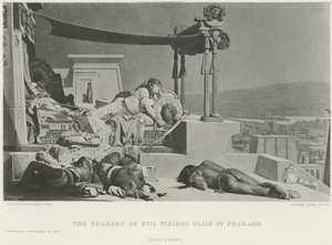 Les porteurs des mauvaises nouvelles tués par Pharaon (gravure)