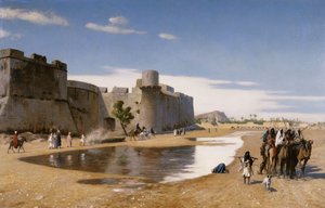 Une caravane arabe devant une ville fortifiée, vers 1895 - Jean Leon Gerome