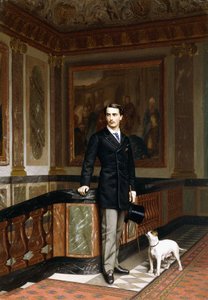 Conte de la Rouchefoucauld Duc de Doudeauville avec son Terrier