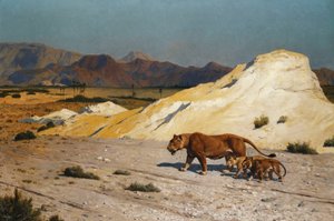 Lionne et Lionceaux - Jean Leon Gerome
