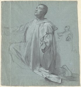 Jeune moine bénédictin à genoux - Jean Leonard Lugardon