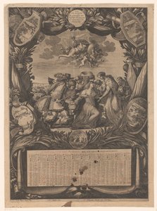 Calendrier pour 1659 : Allégorie sur la soumission de la Flandre à Louis XIV