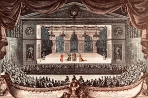 "Le malade imaginaire" de Jean Baptiste Poquelin dit Molière à Versailles (gravure en couleur)