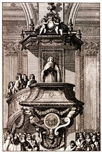 Prédicateur parlant à la foule depuis une chaire