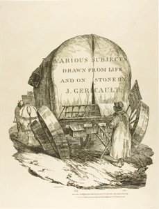Un chariot tiré par des chevaux, page de titre pour divers sujets dessinés d