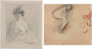Courtisane (recto) Esquisses de figures (verso)