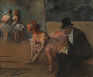 Danseuse et admirateur derrière la scène