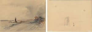 Terre dévastée (recto); Figures dans un paysage (verso) - Jean Louis Forain