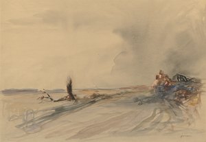 Terre dévastée recto, Figures dans un paysage verso, vers 1919