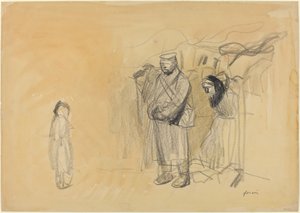Soldats allemands et enfant français, vers 1914-1919