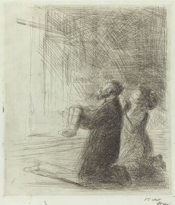Lourdes, implorant devant la grotte (quatrième planche)