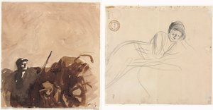Soldat dans une Tranchée (recto) Femme Allongée (verso)