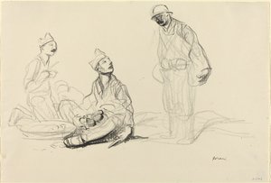 Soldats préparant un repas, vers 1914-1919