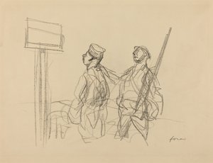 Deux soldats regardant une affiche, probablement 1918 - Jean Louis Forain