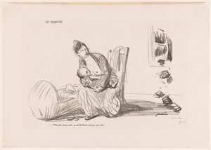 Femme allaitant pendant que les vitres éclatent - Jean Louis Forain