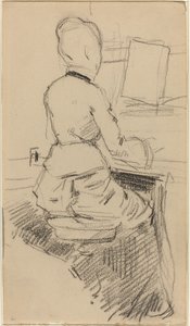 Jeune femme assise au piano [recto], vers 1890 - Jean Louis Forain