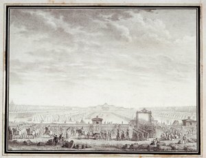 Révolution française : Les troupes du Champ-de-Mars partant pour la Place Louis XV : 12 juillet 1789