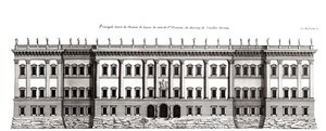 Le Louvre à Paris, projet de Gian Lorenzo Bernini : élévation de la façade principale côté Saint-Germain-l