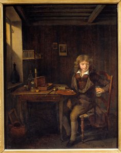 Un jeune étudiant préparant les couleurs de son maître - Jean Michel Grobon