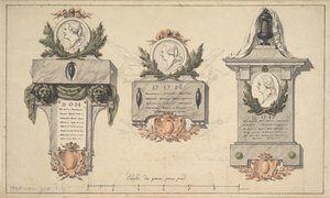 Trois dessins pour un monument funéraire ou une épitaphe, vers 1770-90
