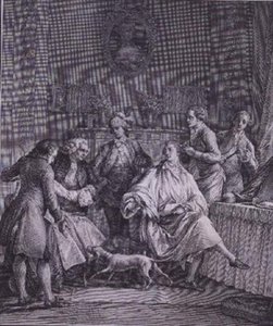 La chambre de toilette du gentleman, gravée par P.A. Martini (1739-97)