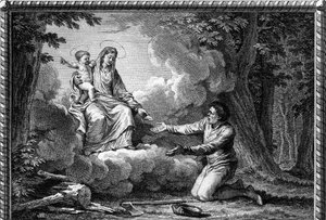 Trêve de Dieu sous Henri Ier en 1004 : La Vierge apparaissant au Charpentier, près du Puy-en-Velay (Haute-Loire), lui donne une médaille et lui ordonne de travailler pour la paix : c