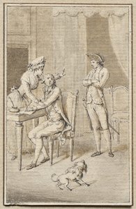 Trois figures avec un chien
