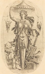 Femme avec instrument de musique - Jean Mignon