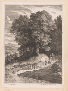 Paysage avec voyageurs et une charrette sur un chemin (Paysages avec grands arbres) - Jean Morin