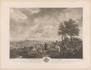 Paysage avec marchands de chevaux sur un marché