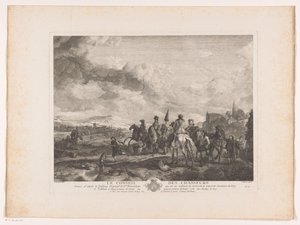 Chasseurs se reposant dans un paysage